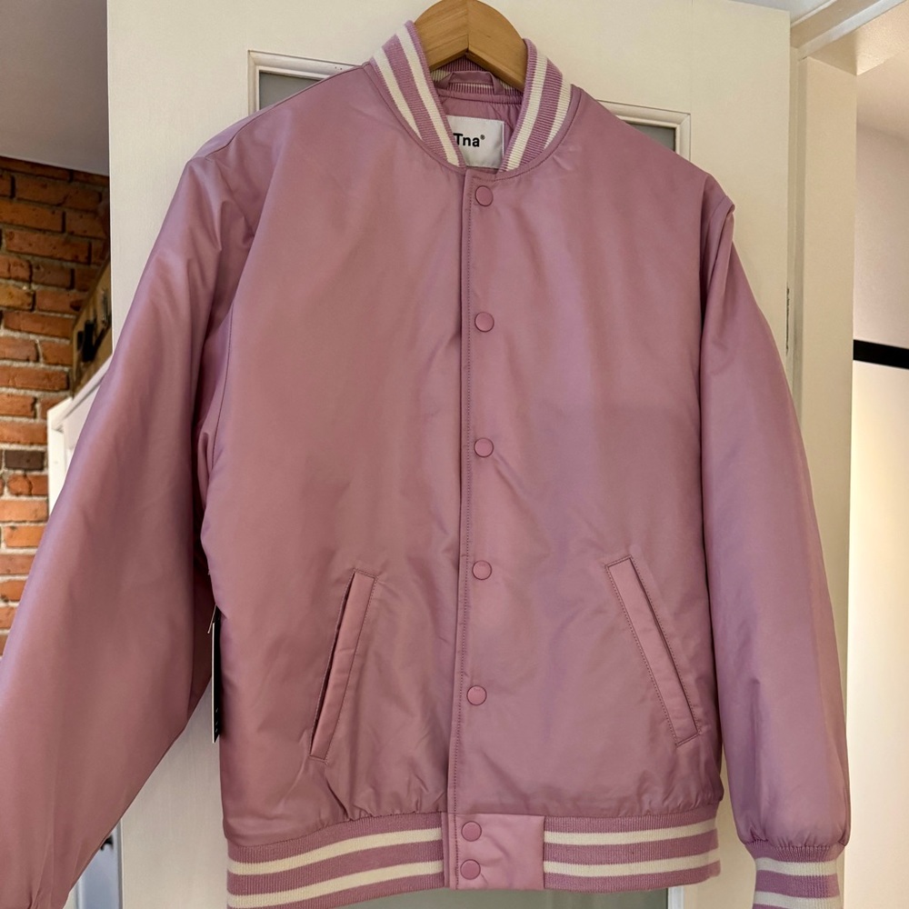 NWT TNA Stadium Jacket Thistle Pink with White Trim Size Small NEW